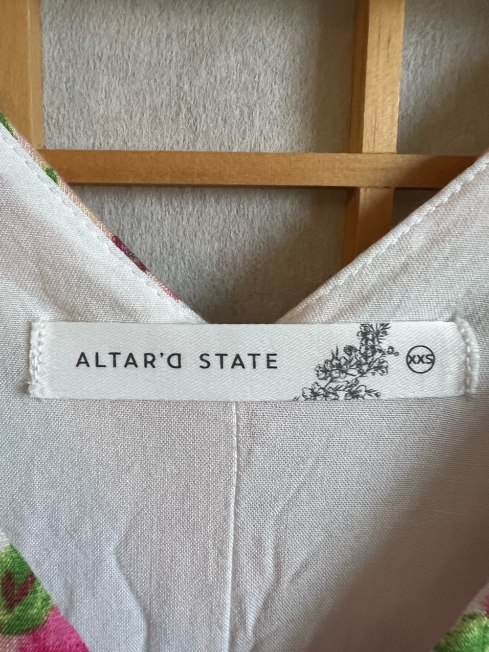 Altar’d State Floral Mini Dress XXS Pink Rose Cottagecore V-Neck Sleeveless - Picture 2 of 12